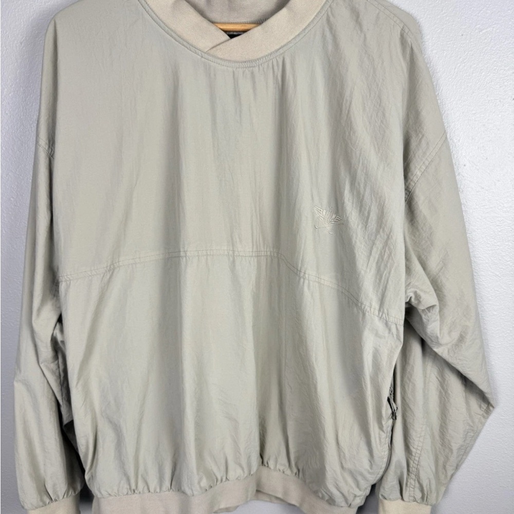Dockers Golf Outwear Jacket Men’s‎ Large Beige Lined Pullover Folds Into Pocket